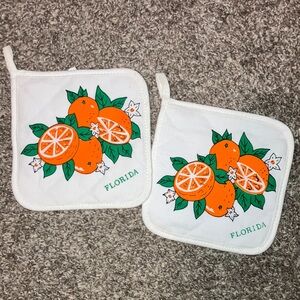 Florida Orange Print Pot Holders